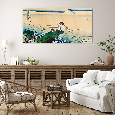 Tableau imprimé sur verre Pêcheurs au bord de la mer