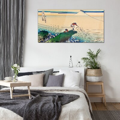 Tableau imprimé sur verre Pêcheurs au bord de la mer