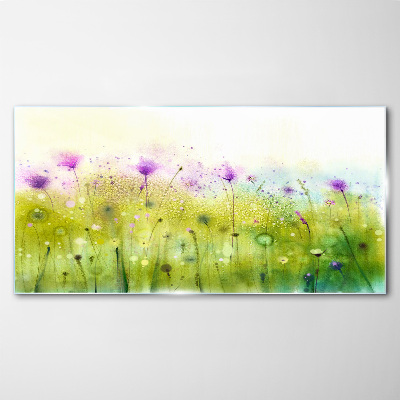 Tableau imprimé sur verre Un paysage floral aux tons pastel
