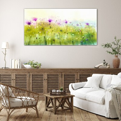 Tableau imprimé sur verre Un paysage floral aux tons pastel