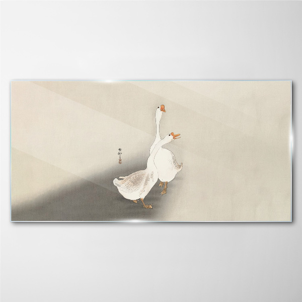 Tableau sur verre Oies sur un fond minimaliste