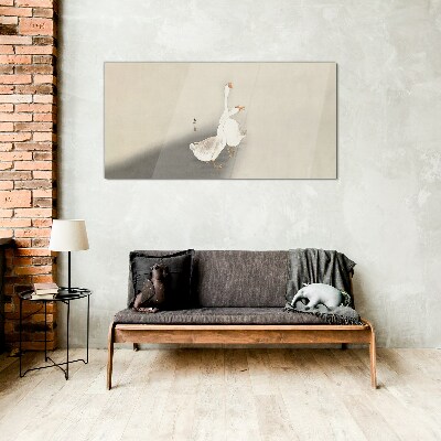 Tableau sur verre Oies sur un fond minimaliste