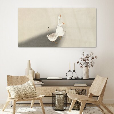 Tableau sur verre Oies sur un fond minimaliste
