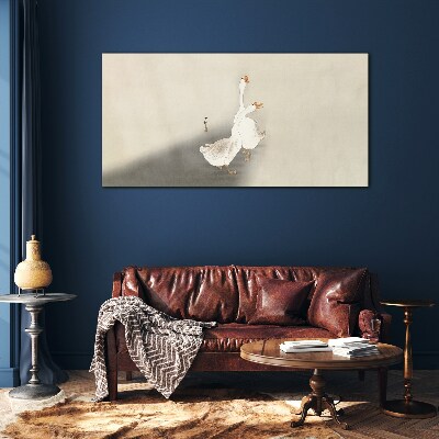 Tableau sur verre Oies sur un fond minimaliste
