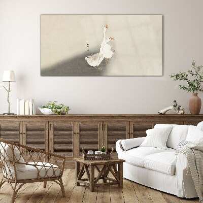 Tableau sur verre Oies sur un fond minimaliste
