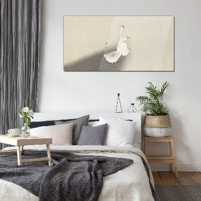 Tableau sur verre Oies sur un fond minimaliste