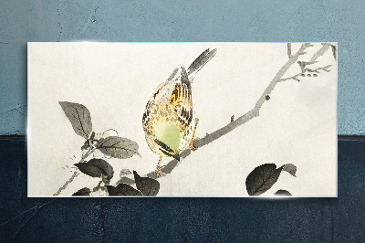 Tableau imprimé sur verre Oiseau doré sur une branche