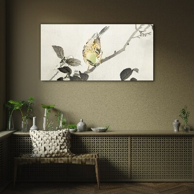 Tableau imprimé sur verre Oiseau doré sur une branche