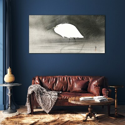 Tableau verre imprimé Héron blanc contre le brouillard