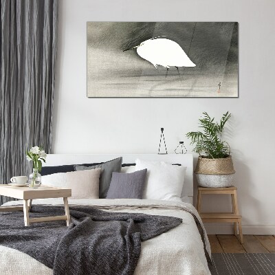 Tableau verre imprimé Héron blanc contre le brouillard