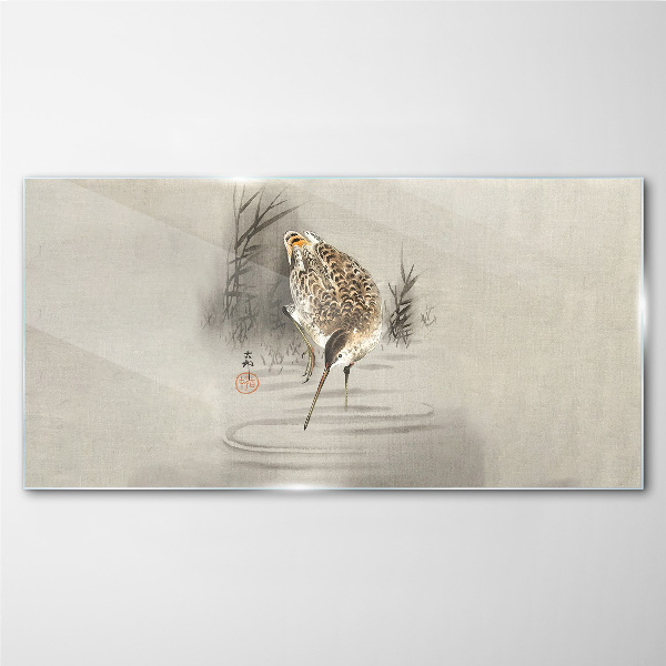Tableau photo sur verre Un oiseau mystérieux dans un paysage délicat