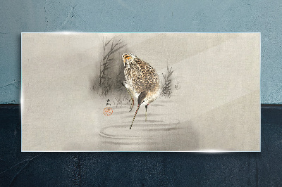 Tableau photo sur verre Un oiseau mystérieux dans un paysage délicat