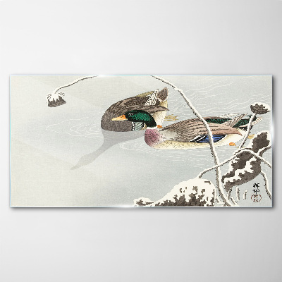 Tableau en verre Une scène paisible avec des canards
