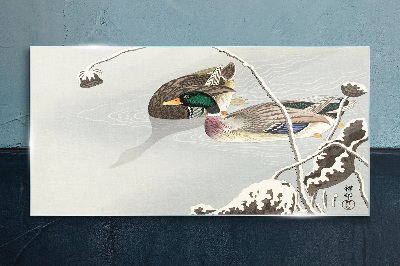 Tableau en verre Une scène paisible avec des canards