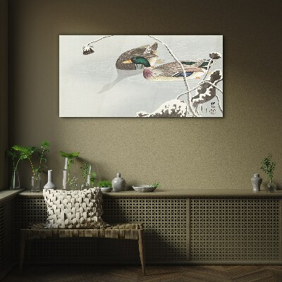 Tableau en verre Une scène paisible avec des canards