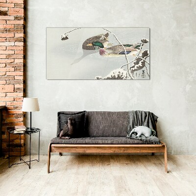 Tableau en verre Une scène paisible avec des canards