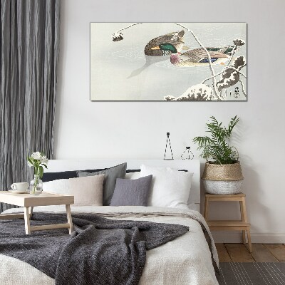 Tableau en verre Une scène paisible avec des canards