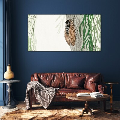 Tableau sur verre Gazouillis dans le vert