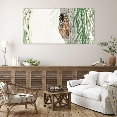 Tableau sur verre Gazouillis dans le vert