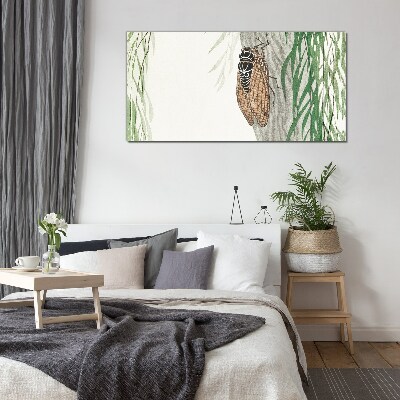 Tableau sur verre Gazouillis dans le vert