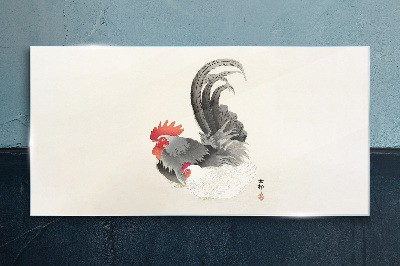 Tableau en verre Coq et poule à la japonaise
