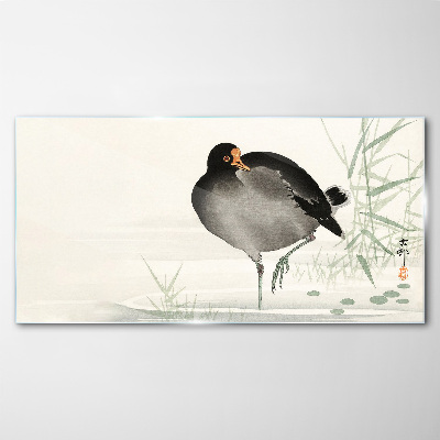 Tableau sur verre Un oiseau sur l'herbe