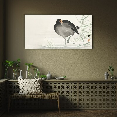 Tableau sur verre Un oiseau sur l'herbe
