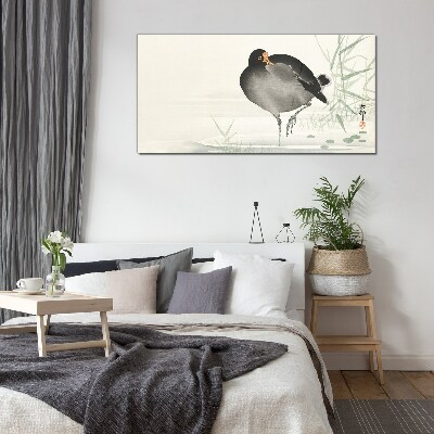 Tableau sur verre Un oiseau sur l'herbe