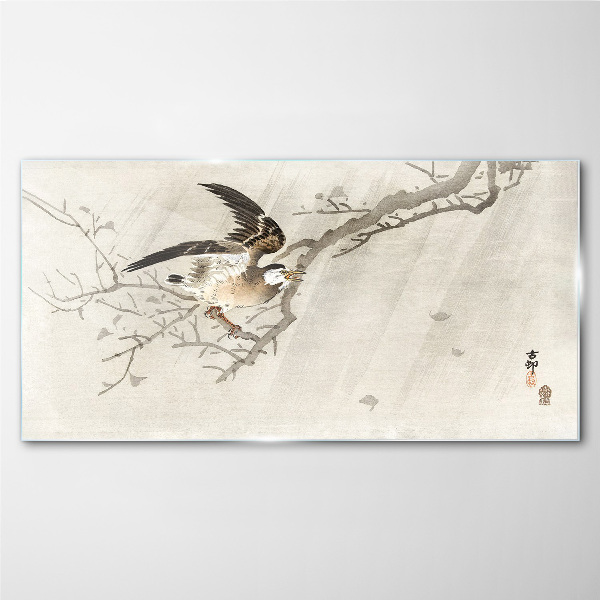 Tableau verre imprimé Un oiseau sur une branche