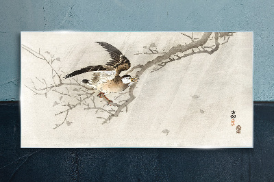 Tableau verre imprimé Un oiseau sur une branche