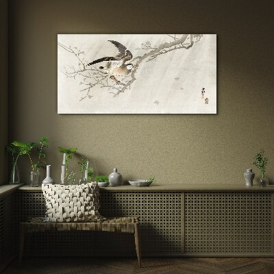 Tableau verre imprimé Un oiseau sur une branche
