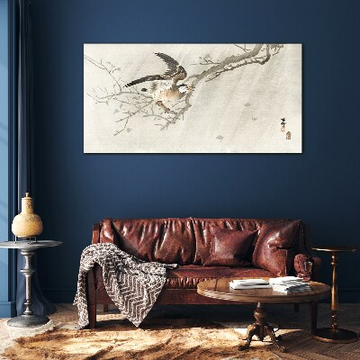 Tableau verre imprimé Un oiseau sur une branche