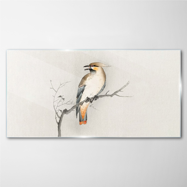 Tableau en verre Un oiseau chanteur sur une branche