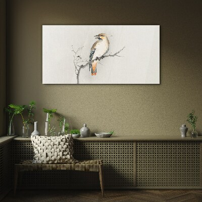 Tableau en verre Un oiseau chanteur sur une branche