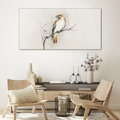 Tableau en verre Un oiseau chanteur sur une branche