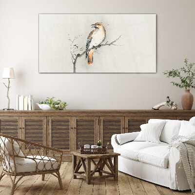 Tableau en verre Un oiseau chanteur sur une branche