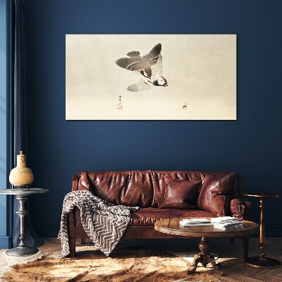 Tableau verre imprimé Une rencontre ailée en silence