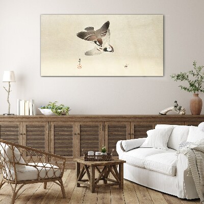 Tableau verre imprimé Une rencontre ailée en silence