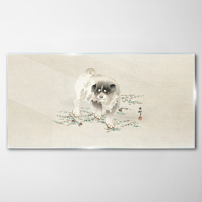 Tableau imprimé sur verre Un chien contre l'herbe