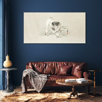 Tableau imprimé sur verre Un chien contre l'herbe