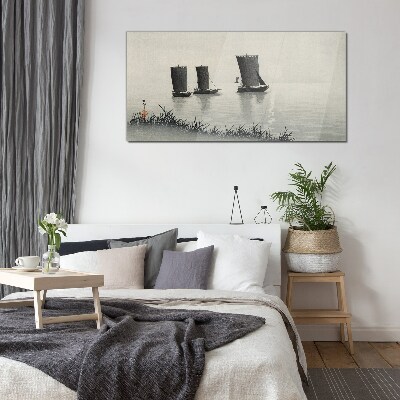 Tableau verre imprimé Un port tranquille aux tons gris