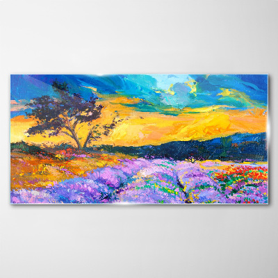 Tableau imprimé sur verre Paysage aux couleurs du coucher de soleil