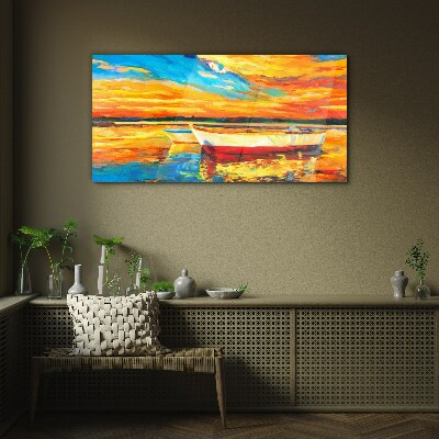 Tableau en verre Reflets dorés sur l'eau