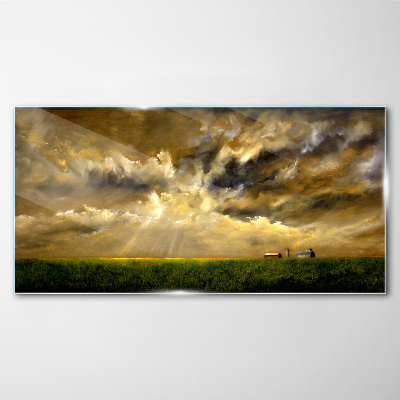 Tableau verre imprimé Un paysage paisible avec des nuages