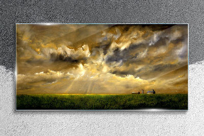 Tableau verre imprimé Un paysage paisible avec des nuages