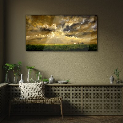 Tableau verre imprimé Un paysage paisible avec des nuages