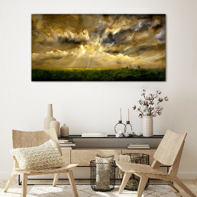 Tableau verre imprimé Un paysage paisible avec des nuages