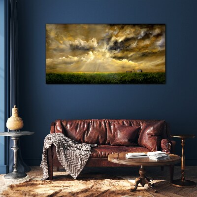 Tableau verre imprimé Un paysage paisible avec des nuages