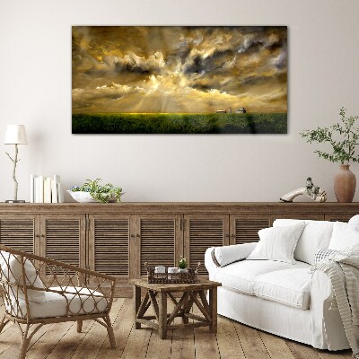 Tableau verre imprimé Un paysage paisible avec des nuages