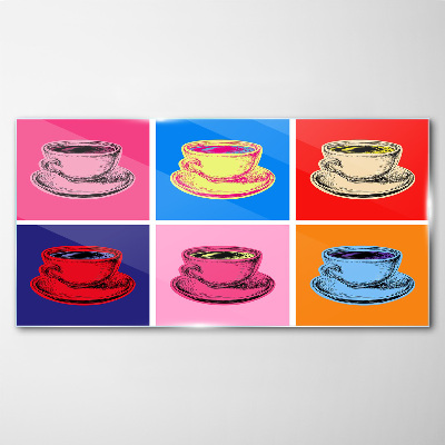 Tableau verre imprimé Tasses colorées en arrière-plan